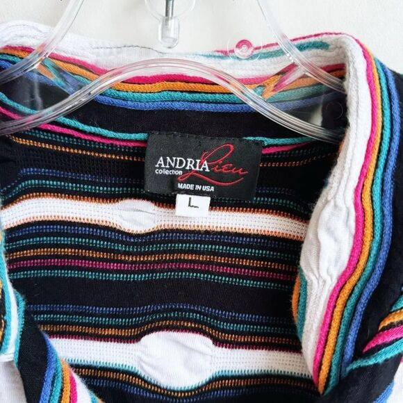 ANDRIA LIEU Funky Textured Knit Multicolor Cardigan  L - Picture 6 of 6